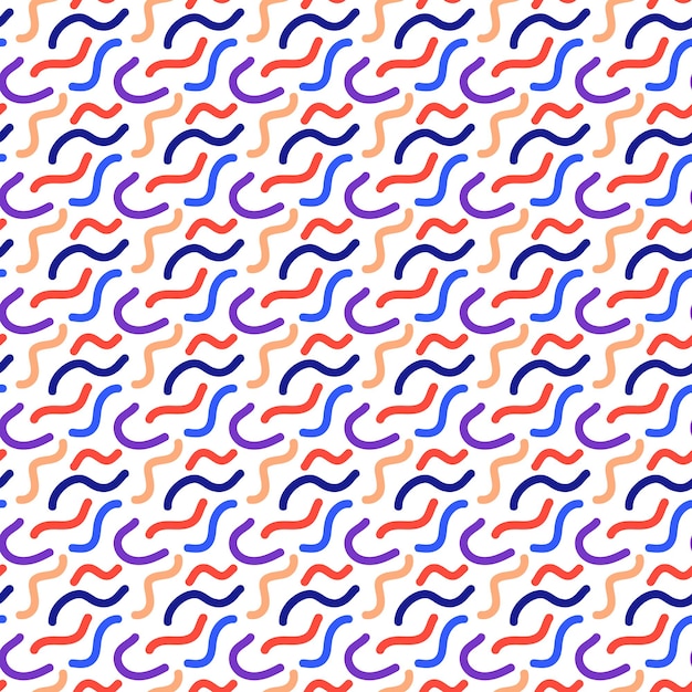 Textura de mosaico colorido de la moda de patrones sin fisuras de memphis con formas de líneas cortas