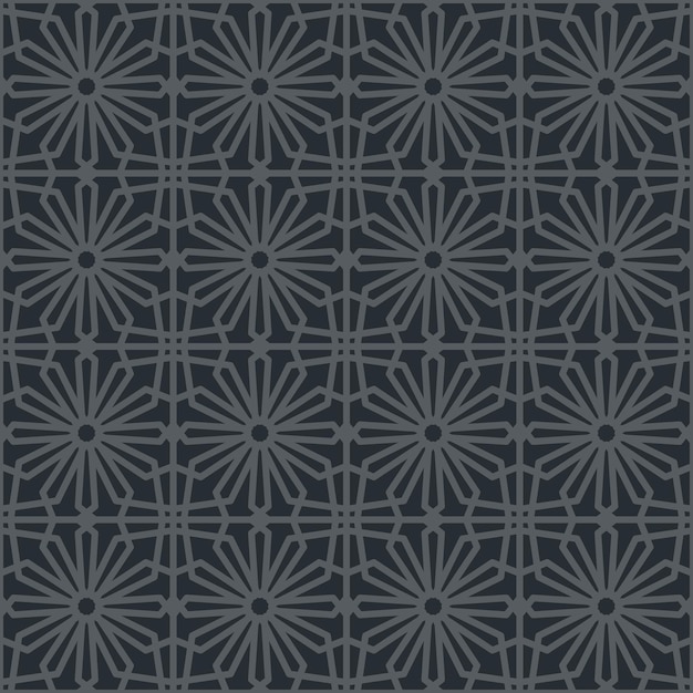 Textura negra sin costuras con ornamento geométrico árabe patrón vectorial