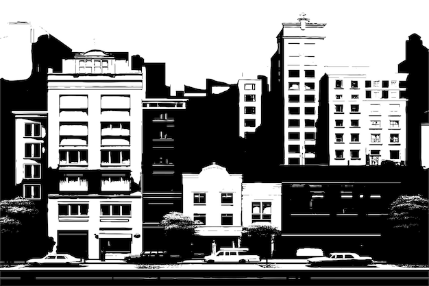 textura negra de los edificios en fondo blanco ilustración vectorial superposición fondo grungy