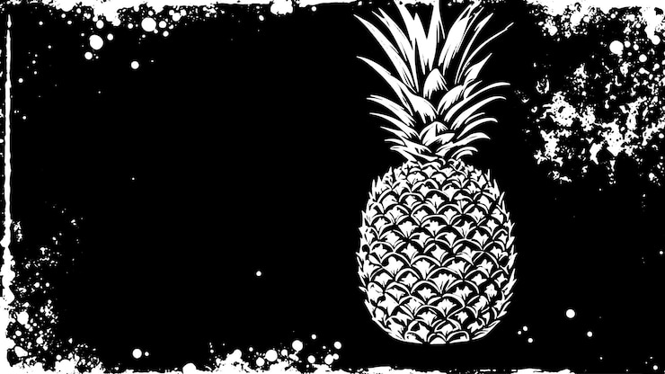 Vector textura negra de hermosa piña en marco grunge vector para textura de fondo y superposiciones