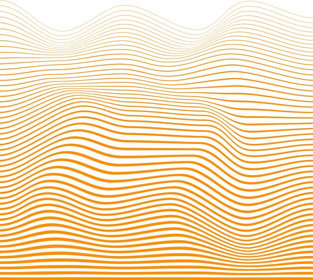 Textura o forma de onda abstracta de vector naranja para productos y carteles sin fondo