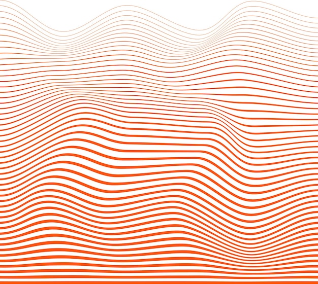 Textura o forma de onda abstracta de vector naranja para productos y carteles sin fondo