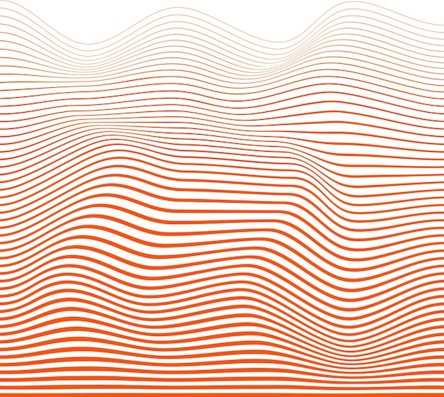 Textura o forma de onda abstracta de vector naranja para productos y carteles sin fondo