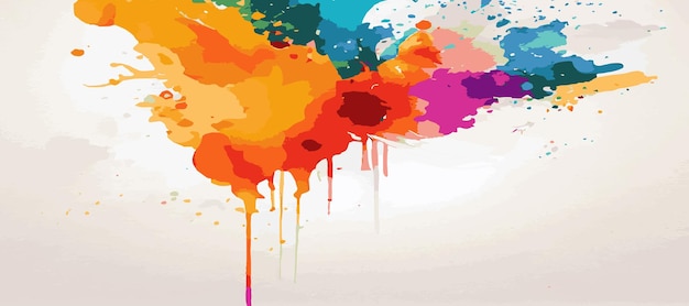 Textura panorámica acuarela multicolor realista sobre un fondo blanco Vector