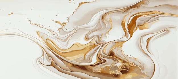 Textura panorámica de mármol superficie de mármol de color oro blanco líneas curvas diseño de fondo abstracto brillante vector