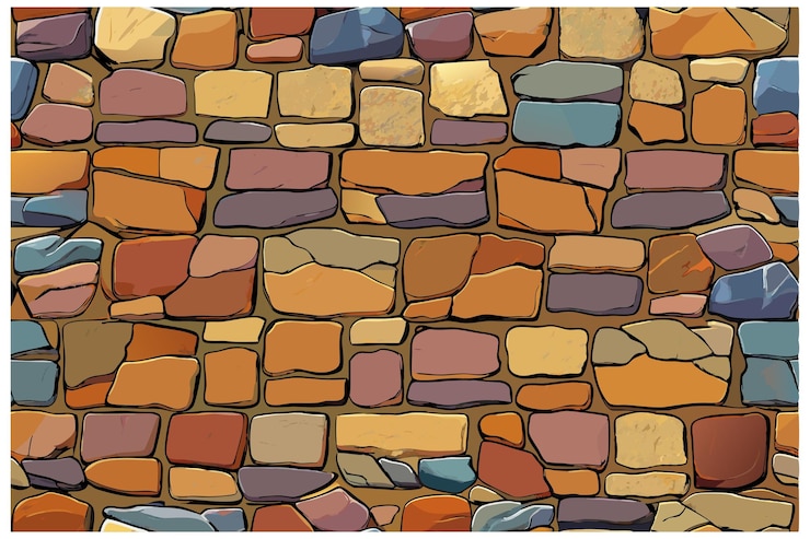 Vector textura de pared de piedra vibrante y desgastada sin costuras con un patrón repetitivo consistente