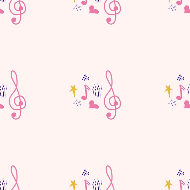 Textura pastel azul rosa con notas musicales y una clave de sol Plantillas