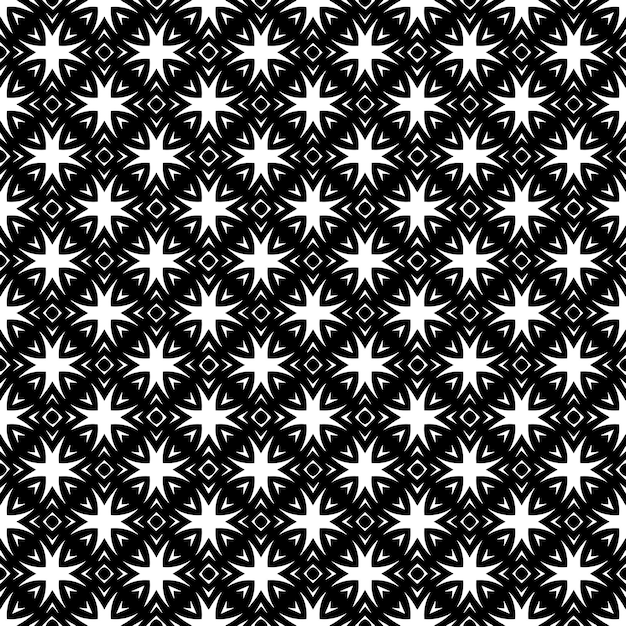 Textura de patrón sin costura en blanco y negro Diseño gráfico ornamental en escala de gris Ornamentos de mosaico Plantilla de patrón Ilustración vectorial EPS10