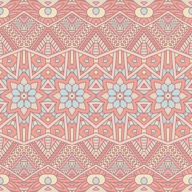 Vector textura patrón sin costuras adornos arabescos flores garabateo fondo rosado vintage