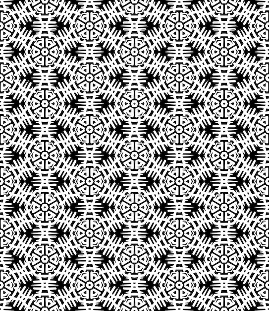 Textura de patrón sin costuras en blanco y negro Diseño gráfico ornamental en escala de gris Ornamentos de mosaico plantilla de patrón