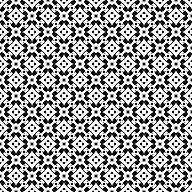 Textura de patrón de superficie en blanco y negro Diseño gráfico ornamental Bw Adornos de mosaico Plantilla de patrón