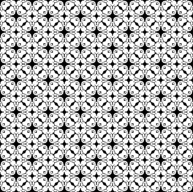 Textura de patrones sin fisuras en blanco y negro Diseño gráfico ornamental en escala de grises Adornos de mosaico Plantilla de patrón Ilustración vectorial EPS10