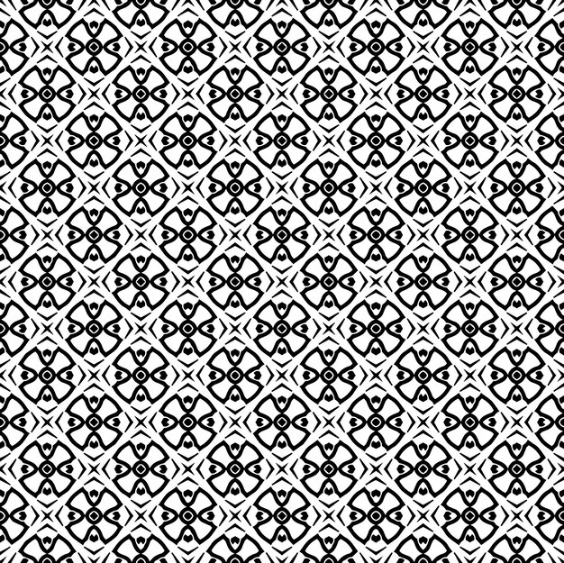 Textura de patrones sin fisuras en blanco y negro Diseño gráfico ornamental en escala de grises Adornos de mosaico Plantilla de patrón Ilustración vectorial EPS10
