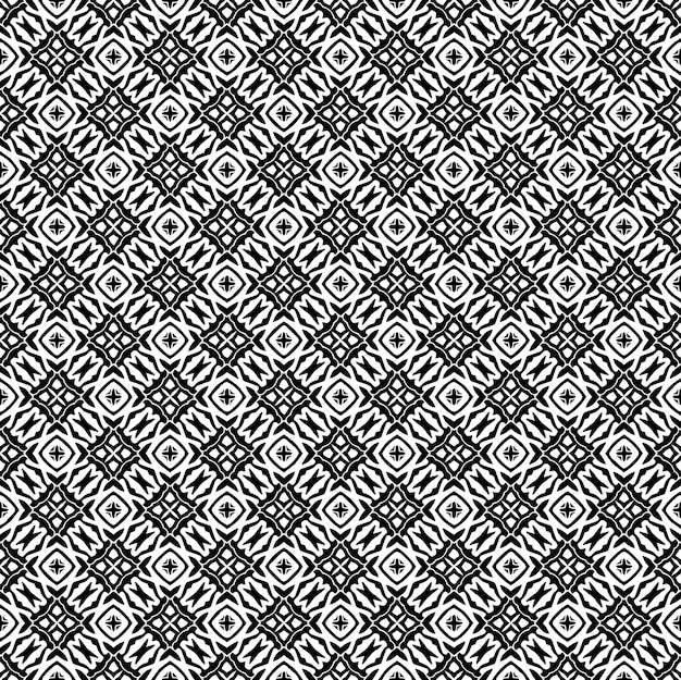 Textura de patrones sin fisuras en blanco y negro Diseño gráfico ornamental en escala de grises Adornos de mosaico Plantilla de patrón Ilustración vectorial EPS10