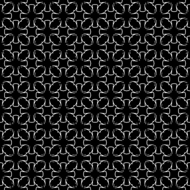Textura de patrones sin fisuras en blanco y negro Diseño gráfico ornamental en escala de grises Adornos de mosaico Plantilla de patrón Ilustración vectorial EPS10