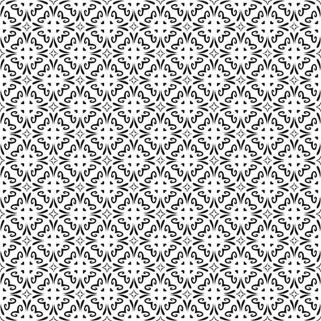 Textura de patrones sin fisuras en blanco y negro Diseño gráfico ornamental en escala de grises Adornos de mosaico Plantilla de patrón Ilustración vectorial EPS10