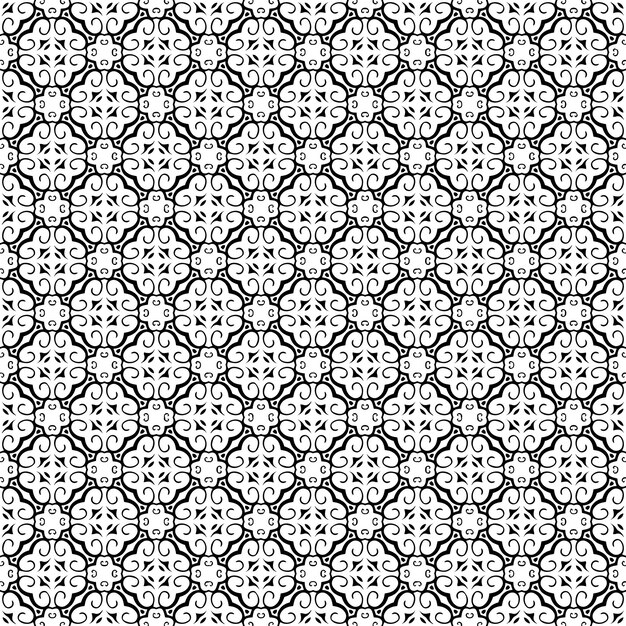 Textura de patrones sin fisuras en blanco y negro Diseño gráfico ornamental en escala de grises Adornos de mosaico Plantilla de patrón Ilustración vectorial EPS10