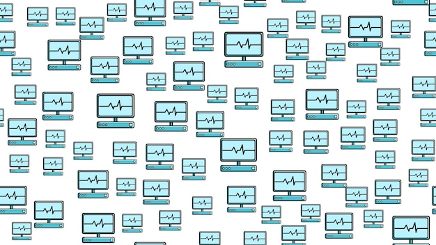 Textura de patrones sin fisuras de la medicina científica repetitiva sin fin con el pulso y el cardiograma