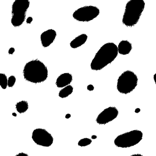 Vector textura de piel de vaca de patrones sin fisuras dálmata fondo manchado animal dálmata blanco y negro