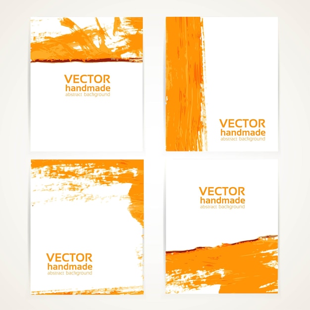 Vector textura de pincel naranja abstracto en banner set 1