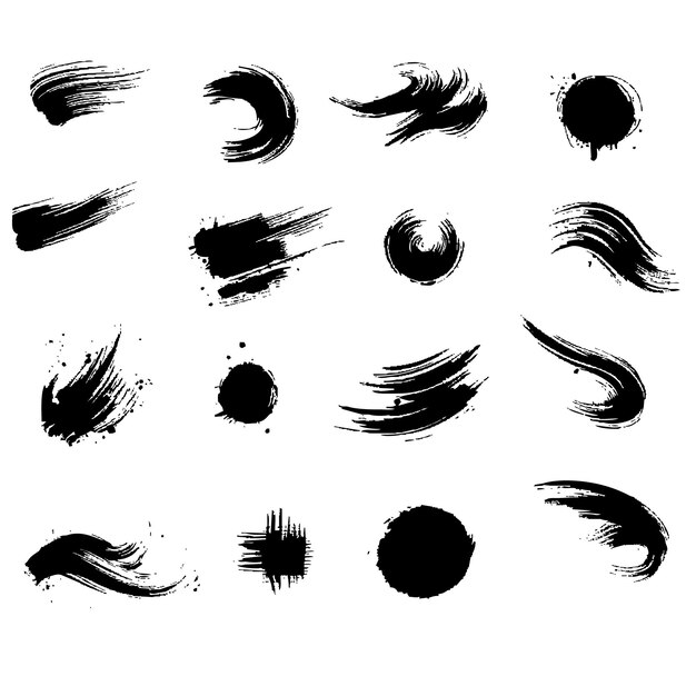La textura de las pinceladas es una plantilla de pincelada grunge negra Colección de pinceles de tinta