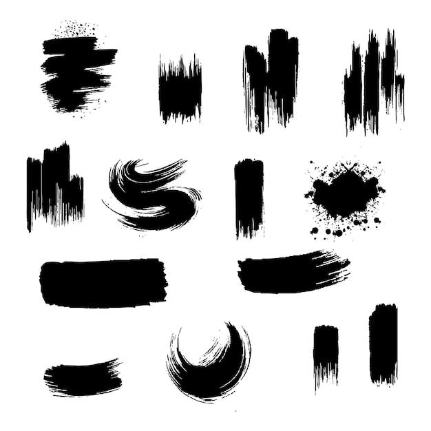 La textura de las pinceladas es una plantilla de pincelada grunge negra Colección de pinceles de tinta