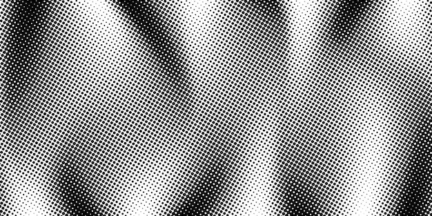 Textura pixelada en blanco y negro con efecto de gradiente de medio tono patrón de puntos ondulados