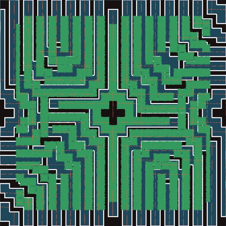 Vector textura de la placa de circuitos fondo como un laberinto patrón sin costuras a