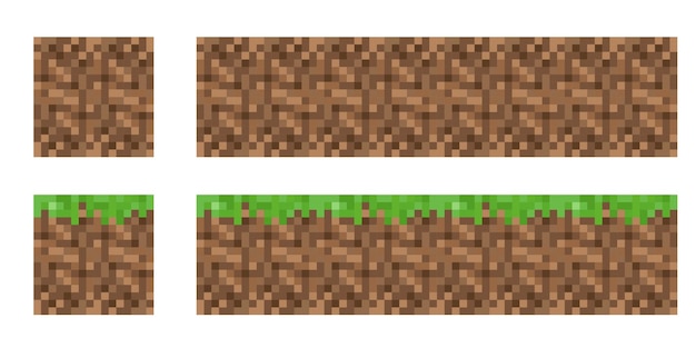 Textura para plataformas vector de arte de píxeles hierba de tierra aislada