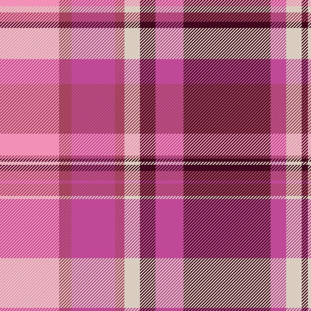 Textura a rayas fondo textil tela de cheque realista tartan árabe patrón a cuadros vector sin costuras en colores rosados y oscuros