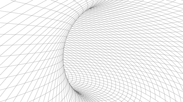 Textura de rejilla Túnel de superficie de estructura metálica Rejilla 3d en el fondo Agujero de gusano vectorial