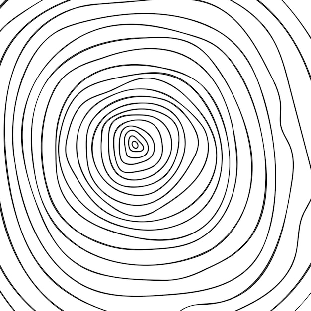 Textura de la sección transversal del tronco Diseño topográfico Anillos de árboles en estilo doodle