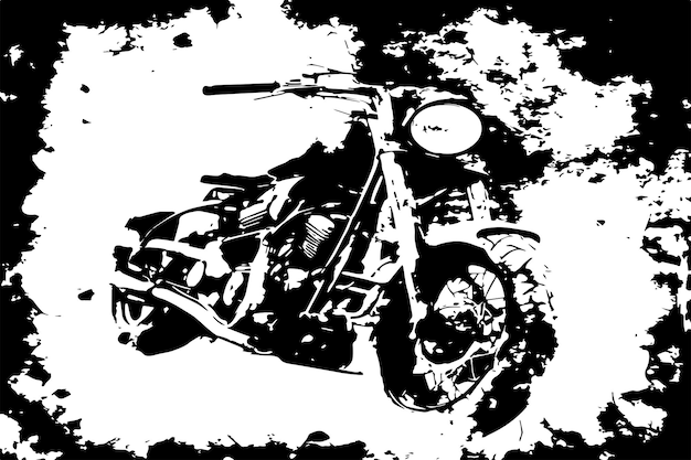 Vector textura sucia en blanco y negro de bicicleta pesada o moto