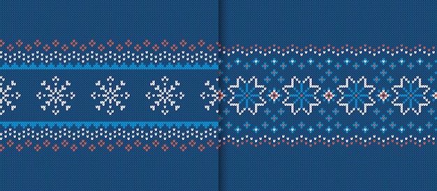 Textura de suéter de punto azul estampados de punto patrón sin costuras de navidad conjunto fondo geométrico de invierno de navidad