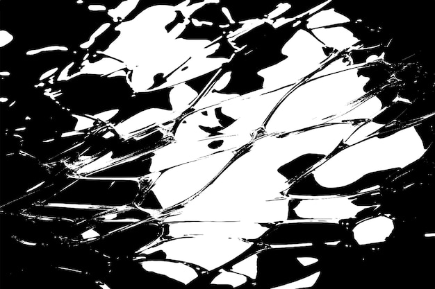 Textura de superposición de vidrio roto negro en fondo blanco fondo de ilustración vectorial