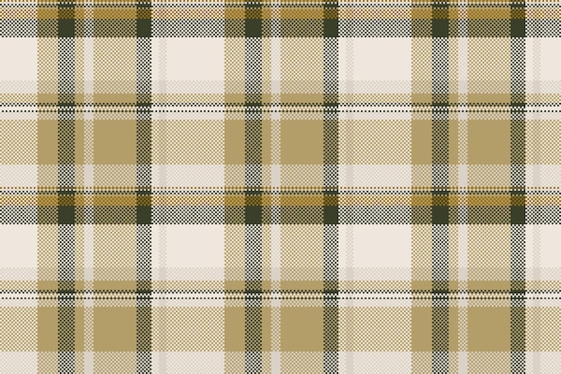 Textura de tartan de verano sin costuras tela vectorial de patrón de los años setenta Fondo textil a cuadros de moda en colores ámbar y blanco