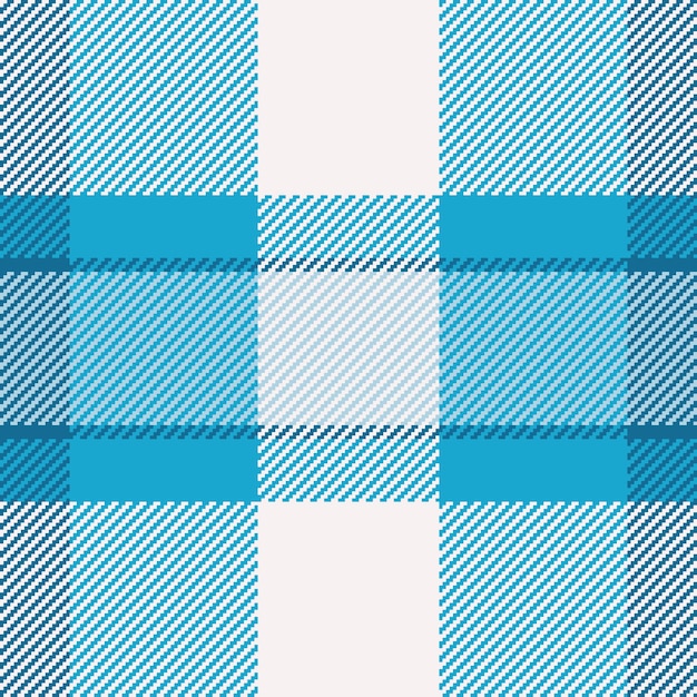 La textura de la tela de control del hogar, el patrón de fondo de la fibra textil, el tartán vectorial sin costuras Merry plaid en colores cian y blanco