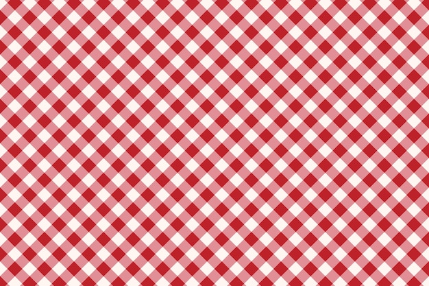 Textura de tela cuadrada a cuadros rojo Gingham plaid patrón sin costuras