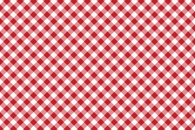 Textura de tela cuadrada a cuadros rojo Gingham plaid patrón sin costuras