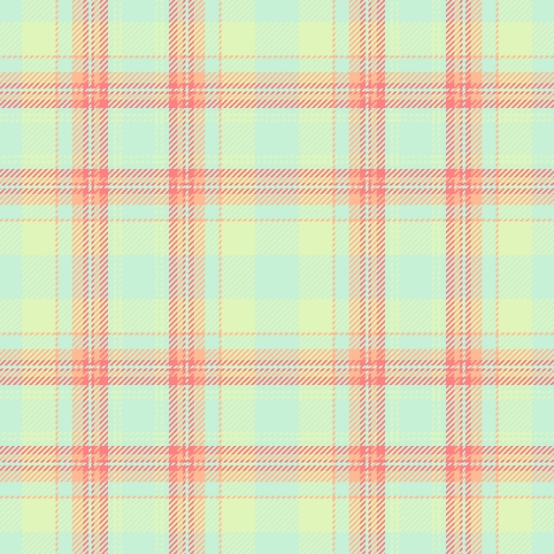 Textura de tela a cuadros de patrón de fondo vectorial con un tartan textil de cheque sin costuras en colores claro y naranja