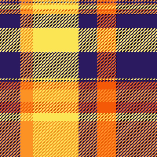 Textura de tela de fondo de patrón pequeño sitio web vectorial tartan sin costuras Mat cheque textil a cuadros en colores índigo y amarillo