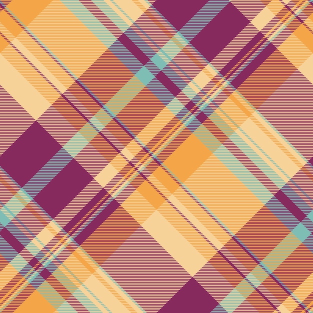 Textura de la tela de patrón desvanecido gingham tartan verificación de fondo Reel plaid textil vectorial sin costuras en colores rosa y ámbar