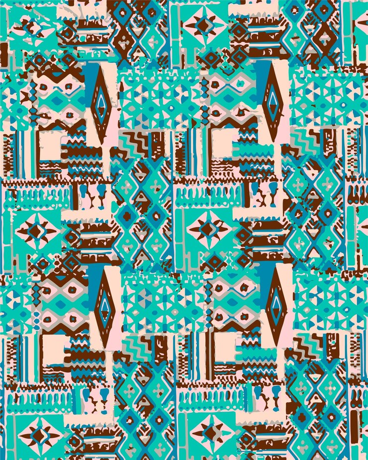 Textura textil de patchwork tribal geométrica