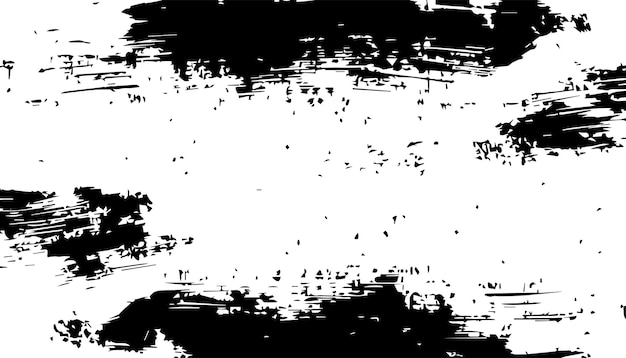 Textura de tinta abstracta con trazos de pintura ásperos y salpicaduras Pincel de tinta negra en blanco