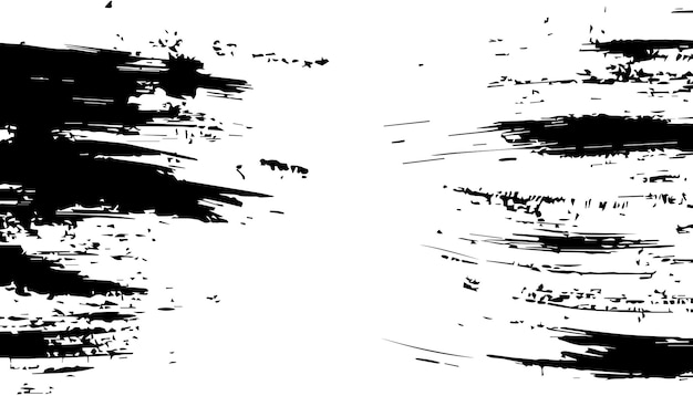 Textura de tinta abstracta con trazos de pintura ásperos y salpicaduras Pincel de tinta negra en blanco