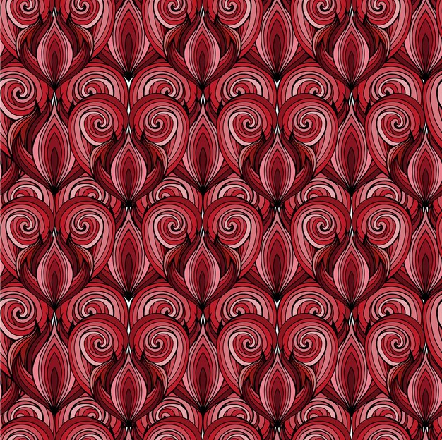 Textura transparente con corazones de garabatos rojos con el patrón de pelo V