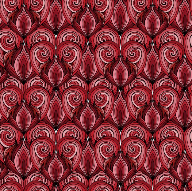 Textura transparente con corazones de garabatos rojos con el patrón de pelo V