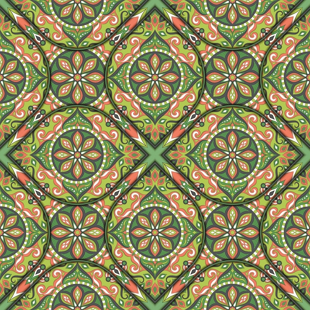 Vector textura transparente floral adornada, patrón interminable con elementos vintage mandala.