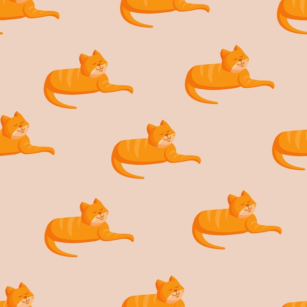 Textura transparente con gato jengibre para tela textil Ilustración vectorial del patrón