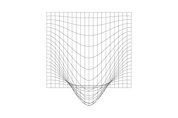 Textura de urdimbre de malla distorsionada Red futurista con efecto convexo Deformación geométrica